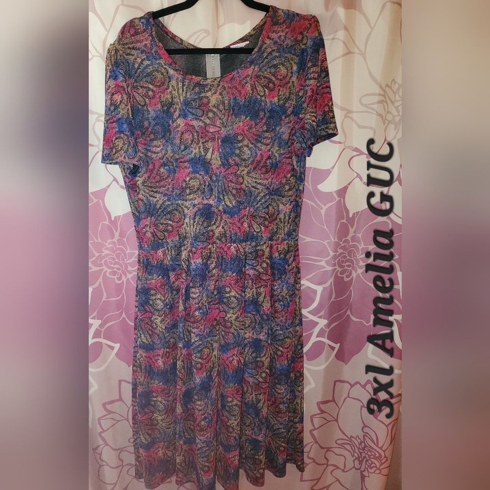 LULAROE GUC Multicolor Floral Dress With Pockets Size 2xl